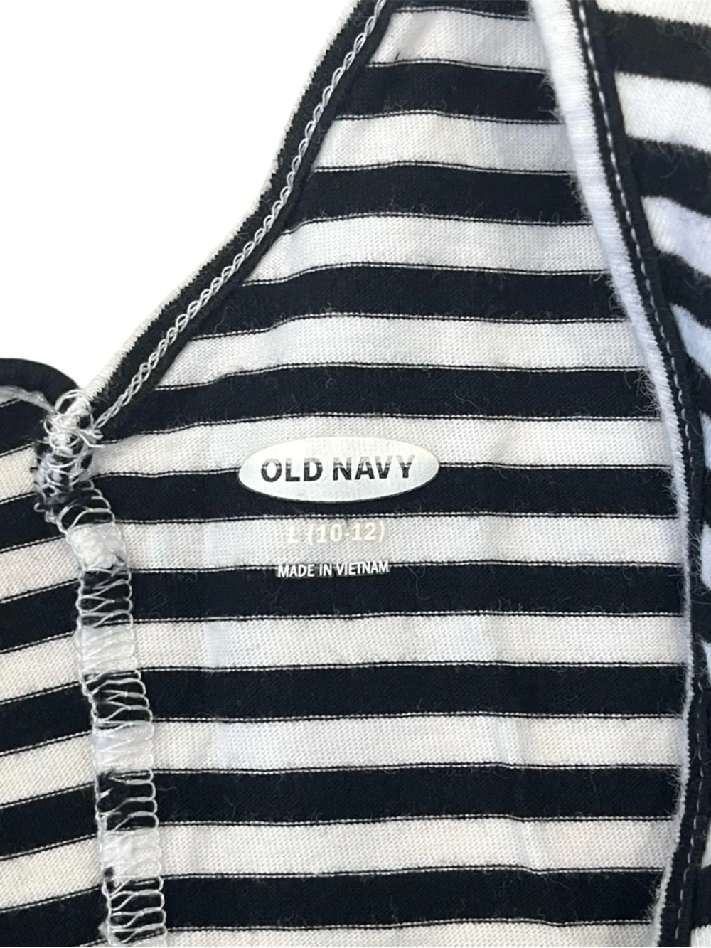 Old Navy Girls L 10-12 Sleeveless Striped Tank Dress Black White Cotton - Picture 3 of 4